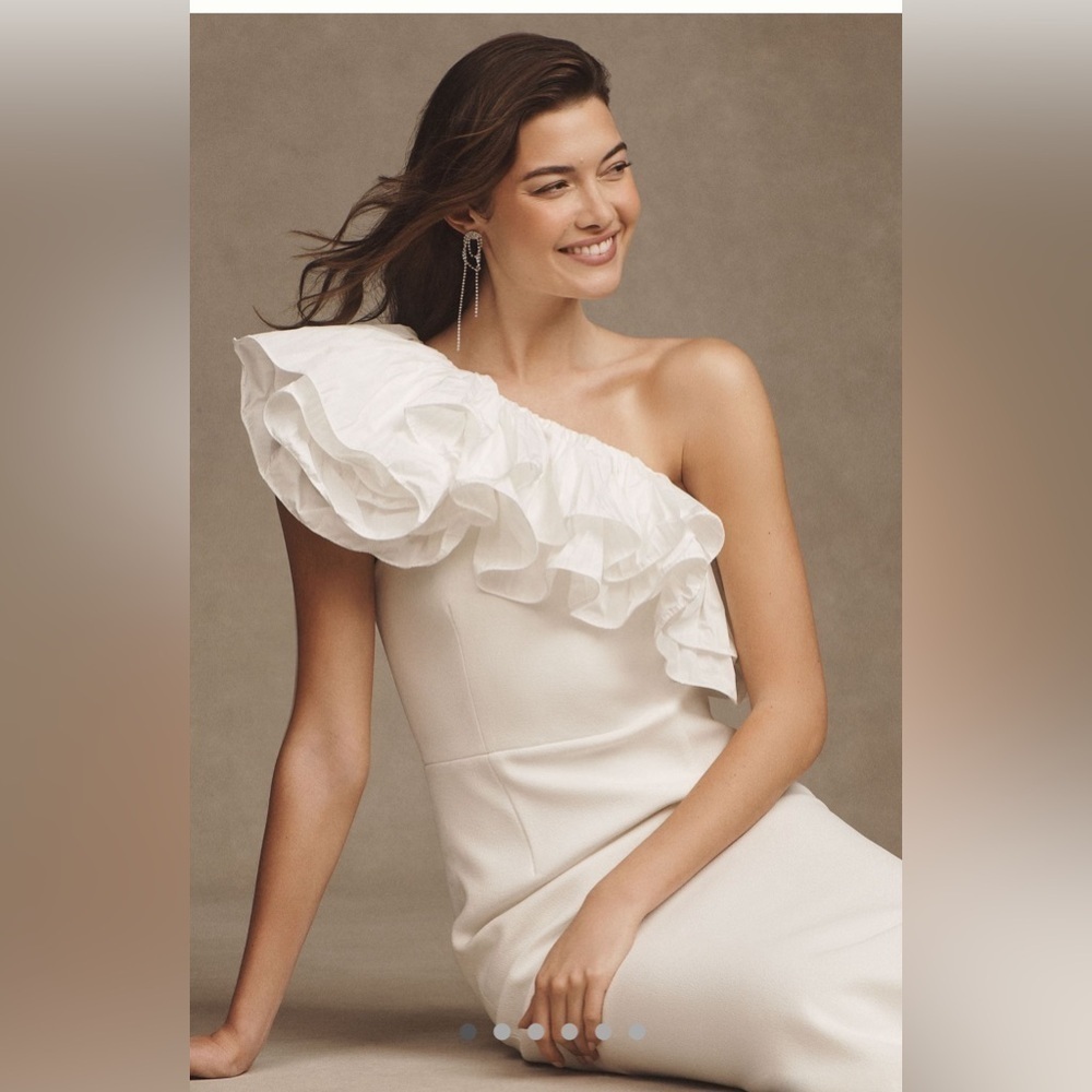 Rebecca Vallance Chloe Taffeta One-Shoulder Crepe Column Gown - Picture 3 of 8